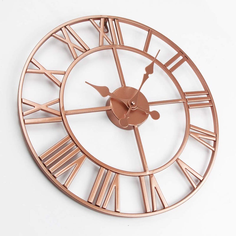 Timelike Large Roman Wall Clock, Rustic Vintage Metal Wall Clock Oversized Big European Retro Wall Clock for Home Living Room Art Wall Decor - Image 2